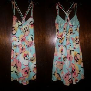 Multi Color Floral dress high low size M